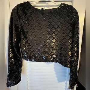 Express Sequin Embellished Crop Top NYE
